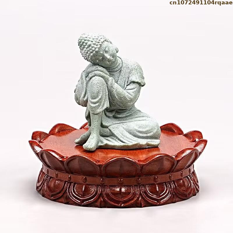 Crystal Ball Decor - Natural Wooden Lotus Flower Base, Mini